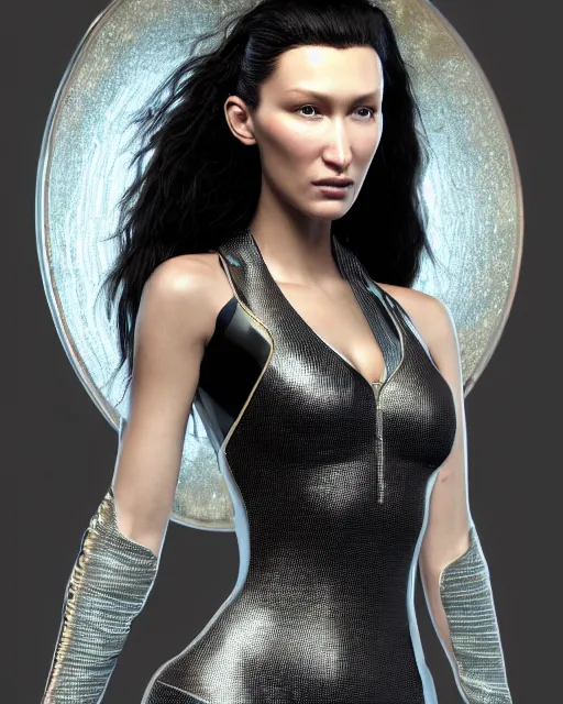 Image similar to a highly detailed metahuman 8 k close up render of bella hadid in style of hieronymus bosch trending on artstation made in unreal engine 4