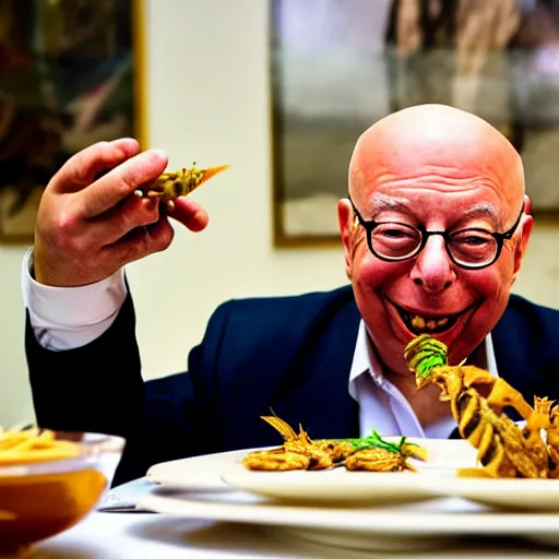 Klaus Schwab Eating Very Delicious Fried Grasshoppers Stable Diffusion Openart