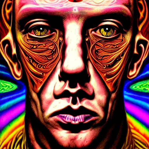 Prompt: An extremely psychedelic portrait of AleisterCrowley, surreal, LSD, face, detailed, intricate, elegant, lithe, highly detailed, digital painting, artstation, concept art, smooth, sharp focus, illustration