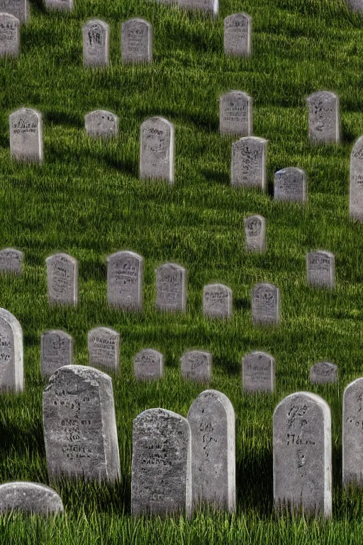 Image similar to realistic detailed photo of the windows xp bliss hills screensaver with a graveyard, with many gravestones made from stone, hyper detailed, sigma 5 0 mm