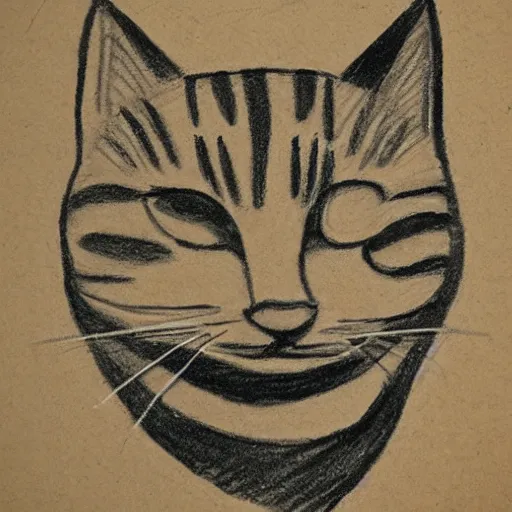 Image similar to one - line drawing of happy cat