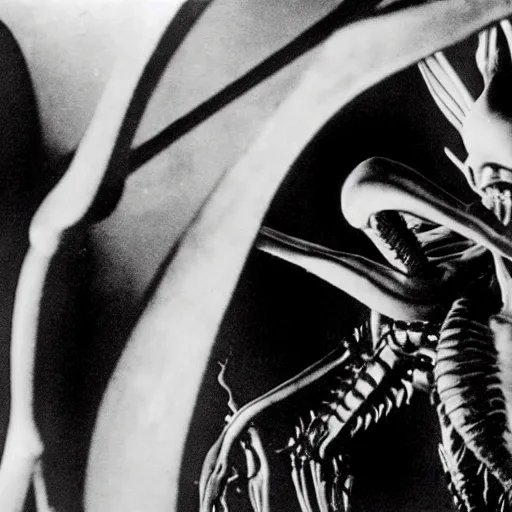 Prompt: Xenomorph in a still from the movie Nosferatu: A Symphony of Horror (1922), high quality