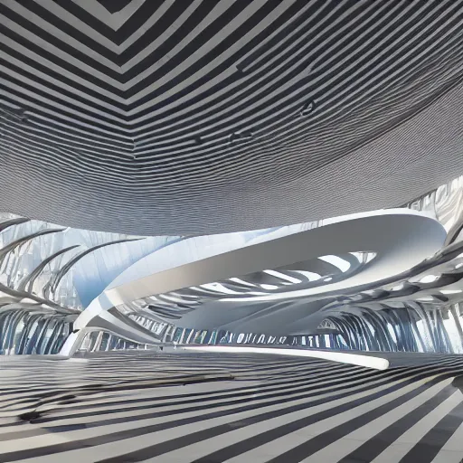 Image similar to elaborate and beautiful exhibit hall, designed by zaha hadid, bold colored walls, unique architecture, sunbeams unreal engine 5 render, keyshot render, octane render, ultra high detail, ultra realistic, 8k