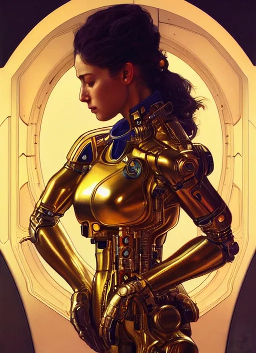 Prompt: psychoslayer, woman astronaut, intricate abstract. being entered by machine, portrait, highly detailed, deep focus, elegant, golden hour, elegant, highly detailed, digital painting, artstation, concept art, smooth, sharp focus, illustration, art by artgerm and greg rutkowski and alphonse mucha