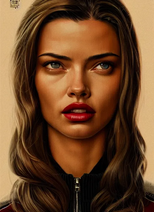 Image similar to twin peaks movie poster art, portrait of adriana lima, from scene from twin peaks, clean, simple illustration, nostalgic, domestic, highly detailed, digital painting, artstation, concept art, smooth, sharp focus, illustration, artgerm, donato giancola, joseph christian leyendecker, wlop