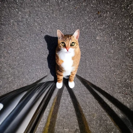 Image similar to symmetrical photo of cat standing on asphalte