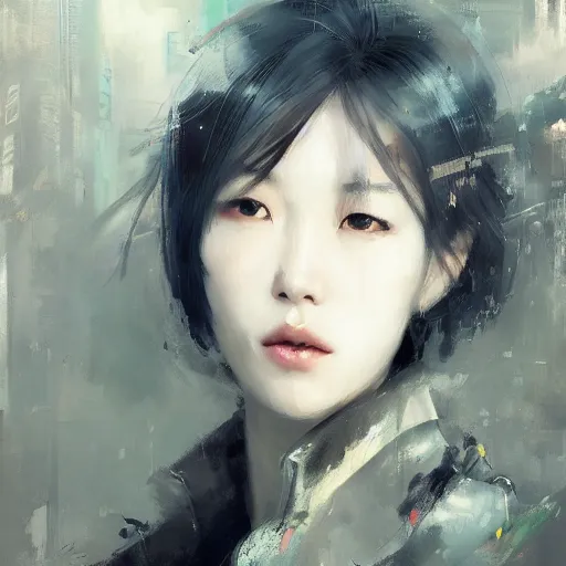 Prompt: Lee Jin-Eun by Wadim Kashin, rule of thirds, seductive look, beautiful