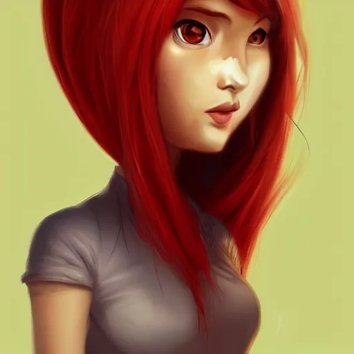 Image similar to A portrait of red hair gir, art by samdoesart, highly detailed, digital painting, concept art, sharp focus, illustration, trending on artstaion