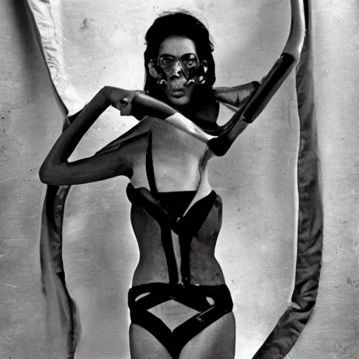 Prompt: A Puerto Rican woman wearing Half Life inspired fashion, by Richard Avedon