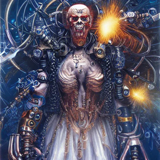 Prompt: UHD hyperrealistic photorealistic detailed image of The Great Milenko with sparking, busted, broken cybernetic implants by Tom Wood, Ayami Kojima Amano Karol Bak, Greg Hildebrandt and Mark Brooks