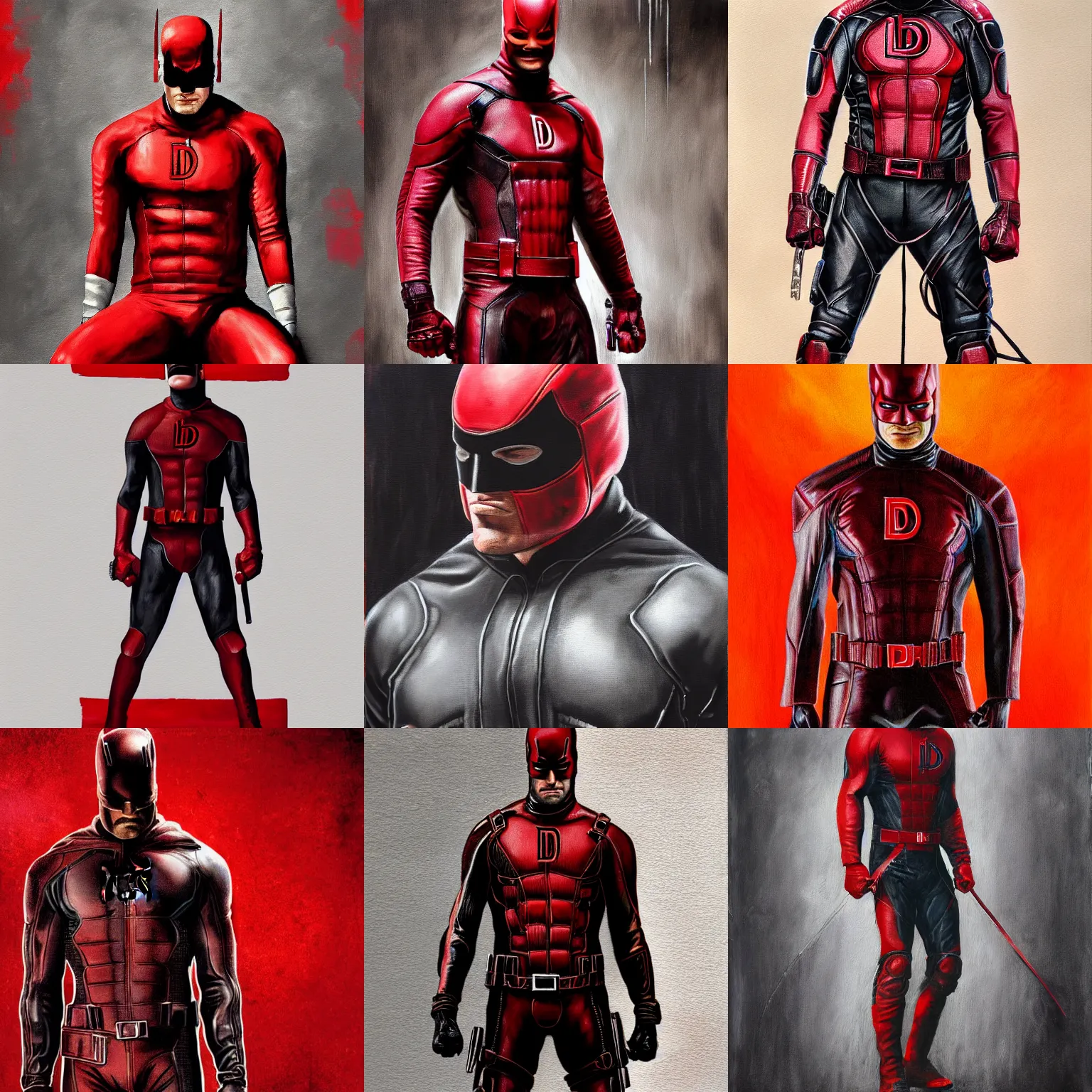 Prompt: daredevil leather suit painting 4 k