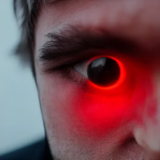 Image similar to a man with red glowing eyes