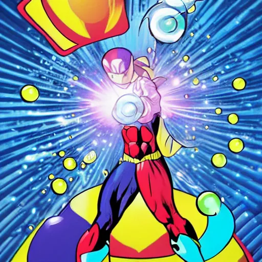 Image similar to a superhero with bubble powers