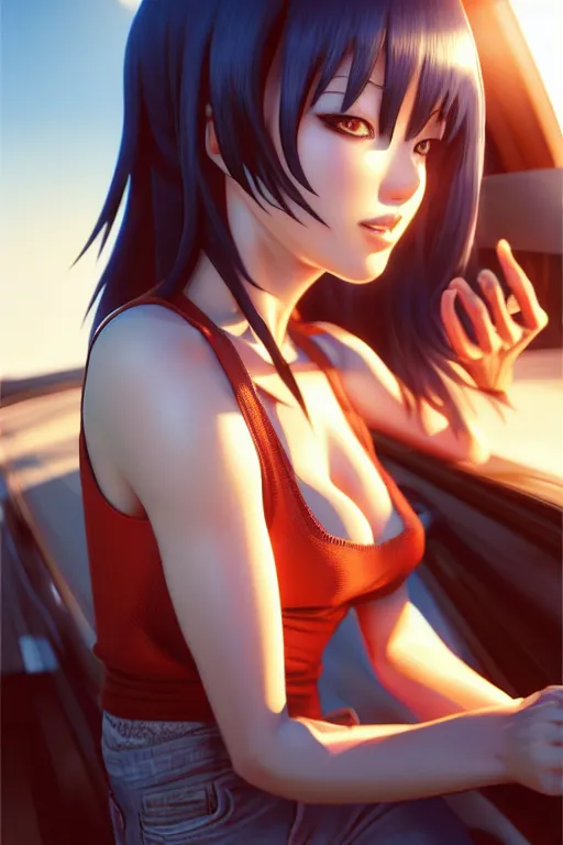 Image similar to the best rates on the open road, occlusion shadow, specular reflection, rim light, unreal engine, octane render, artgerm, artstation, art by hiroaki samura and jiro matsumoto and yusuke murata, high quality, intricate detailed 8 k, beautiful shape of face and body, sunny day