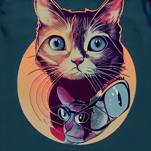 Image similar to cat with laser eyes, graphic tees