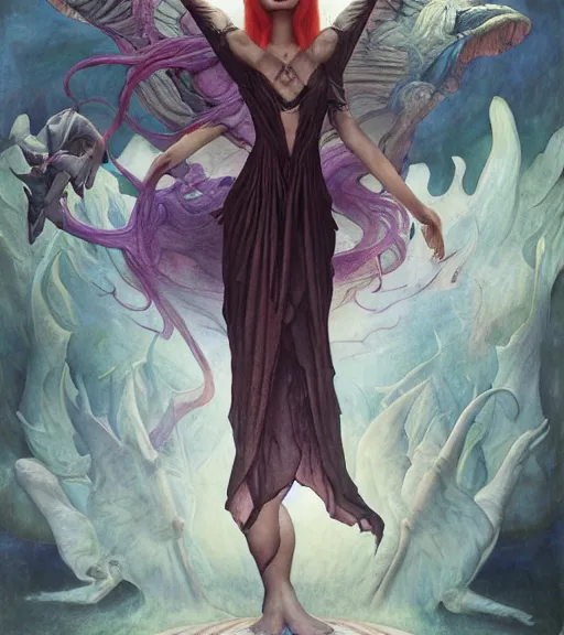 Image similar to nightmare poison maiden in the fortress of lies, by annie swynnerton and tino rodriguez and charlie bowater and tom bagshaw and nicholas roerich and jean delville and evelyn de morgan and lucien freud, dramatic lighting, floral tattoos, rich colors, smooth sharp focus, anime key visual, extremely detailed, adolf wolfli