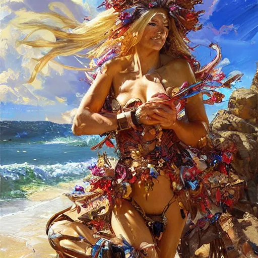 Image similar to the cirrus cloud tribe has brought gifts to our village, fantasy splash art by Michael Garmash, Donato Giancola