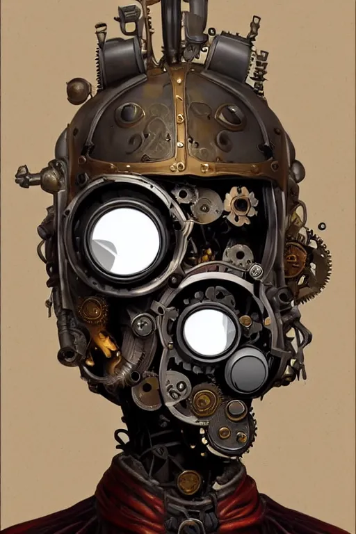 Image similar to steampunk helmet fantasy art mask robot ninja stylized digital illustration sharp focus, elegant intricate digital painting artstation concept art global illumination ray tracing advanced technology chaykin howard and campionpascale and cooke darwyn and davis jack