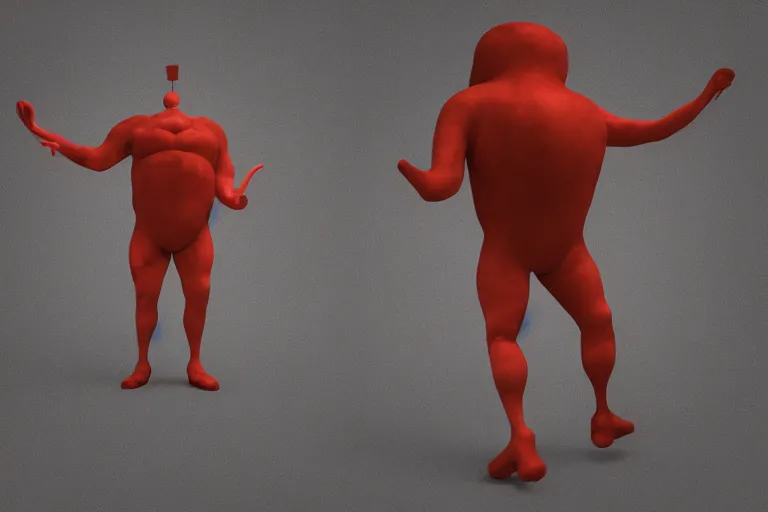 Prompt: a giant horrific clown in the distance, made of flesh and muscles, 3 d render, blender,