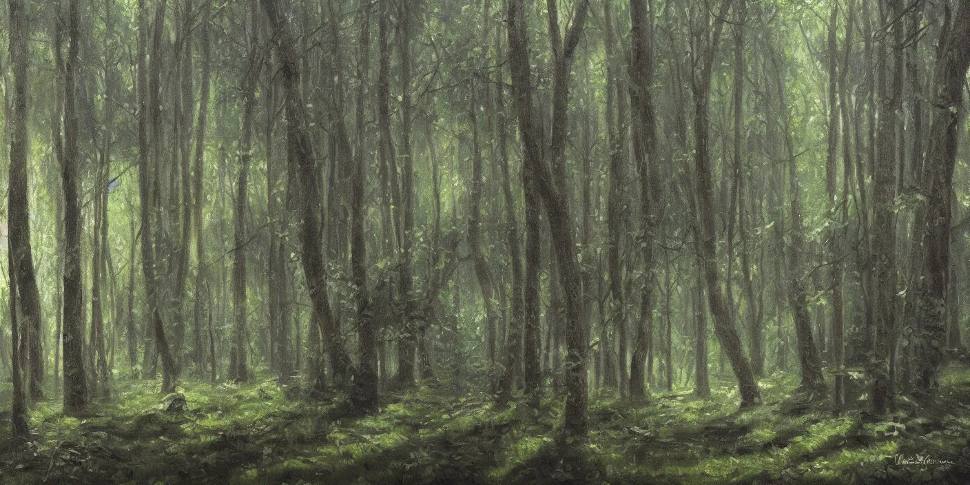 Image similar to a forest, cinematic lighting, detailed oil painting, hyperrealistic, 8k