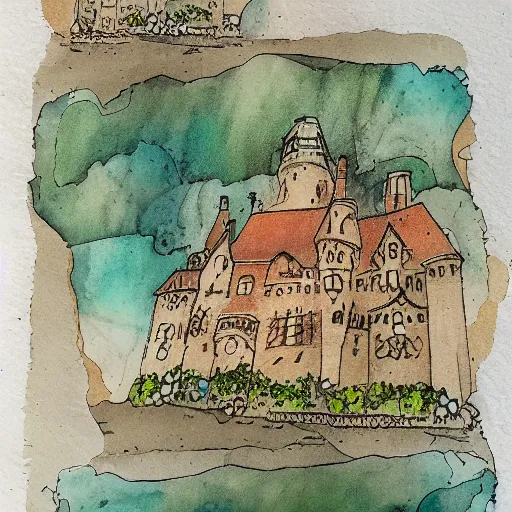 Image similar to a detailed illustration on alcohol ink on parchment