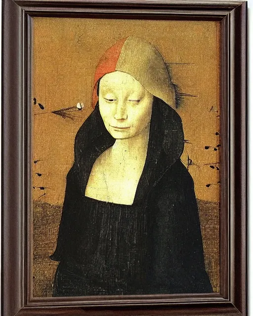 Image similar to Lady with an Ermine by Leonardo painting by Hieronymus Bosch