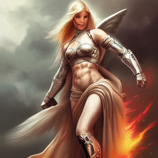 Image similar to female angel warrior. digital art, detailed by magali villeneuve