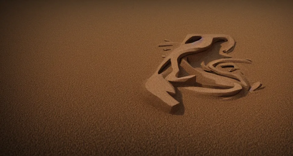 Prompt: a monster made out of sand, int he desert, 4k, photorealistic