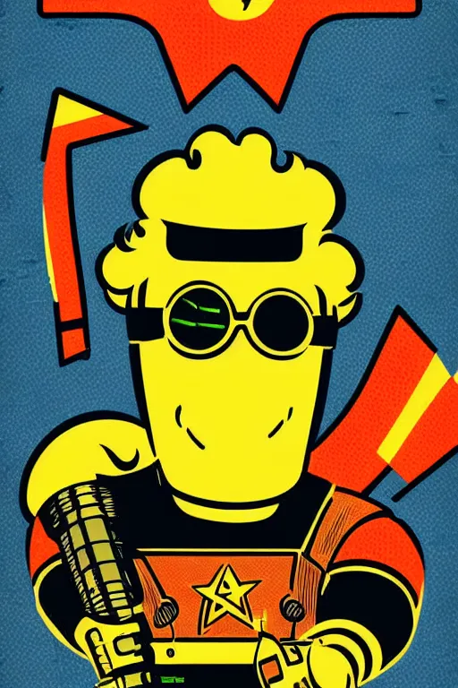 Image similar to fallout 7 6 retro futurist illustration art by butcher billy, sticker, colorful, illustration, highly detailed, simple, smooth and clean vector curves, no jagged lines, vector art, smooth andy warhol style