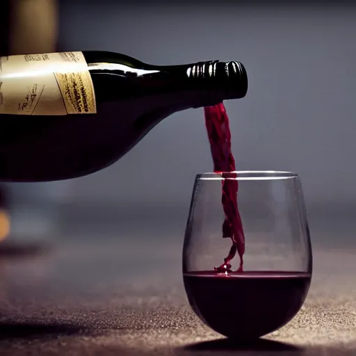 Prompt: bottle of wine in a weird shape, cinematic shot, cinematography, photography, realistic, detailed