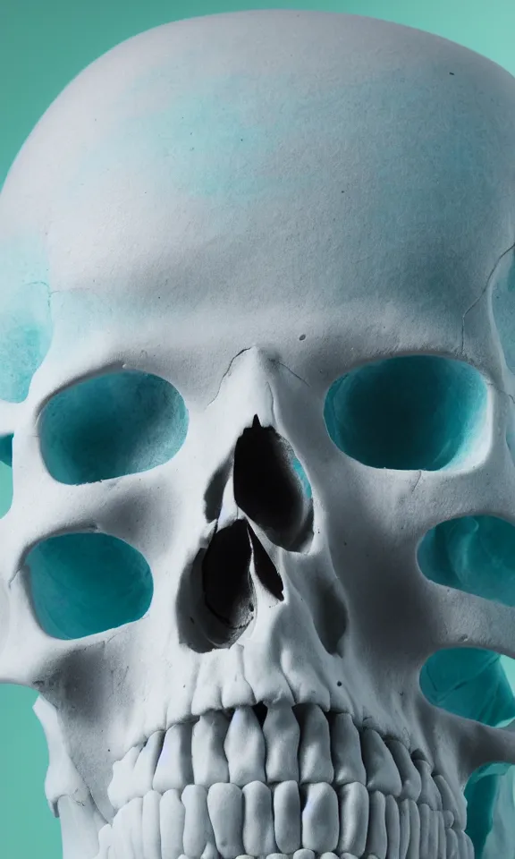 Image similar to closeup photo of a skull made out of bubble gum, 4k, highly detailed