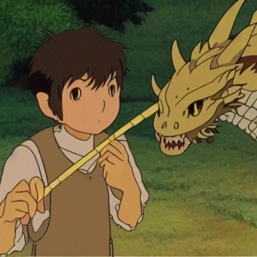 Prompt: a dragon made a straw, studio ghibli