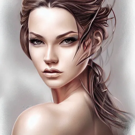 Image similar to tattoo design, beautiful portrait of a girl by artgerm, artgerm