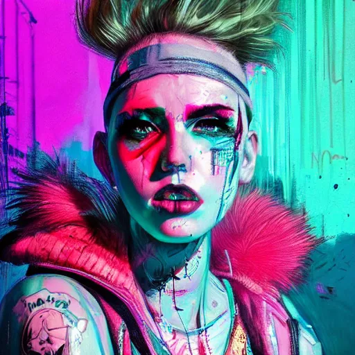 Prompt: splashes of neon, punk portrait made out of paint, trending on artstation, epic composition, emotional, beautiful, rendered in octane, highly detailed, realistic, comic book art
