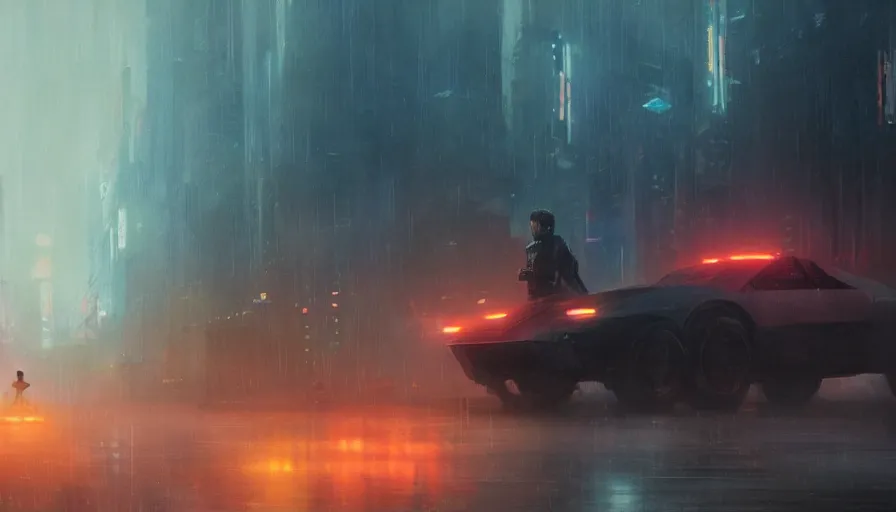 Image similar to blade runner 2 0 4 9, cinematic shot, oil painting by jama jurabaev, extremely detailed, brush hard, artstation, for aaa game, high quality, brush stroke