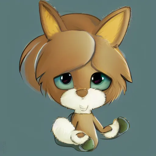 Image similar to little anthropomorphic bunny, green eyes, light brown fur, light hair, wlop