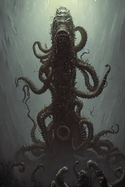 Image similar to lovecraftian monster, extremely detailed digital art, in the style of greg rutkowski, trending on artstation, 8 k