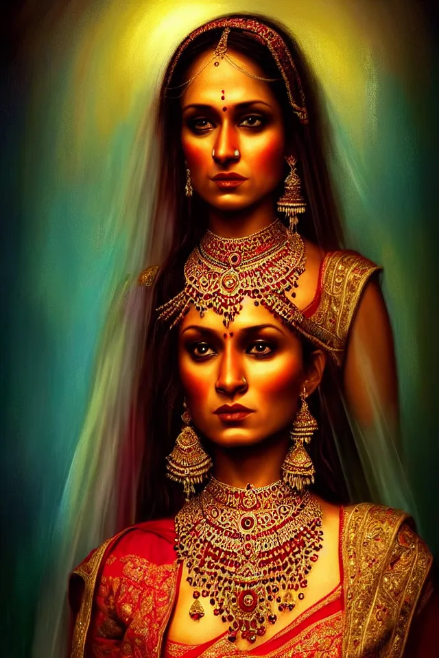 Prompt: epic professional digital art of stunning indian 👰♀, ambient lighting, painted, impressive, leesha hannigan, wayne haag, reyna rochin, ignacio rios, mark ryden, van herpen, best on artstation, cgsociety, wlop, pixiv, stunning, gorgeous, much wow, cinematic, masterpiece