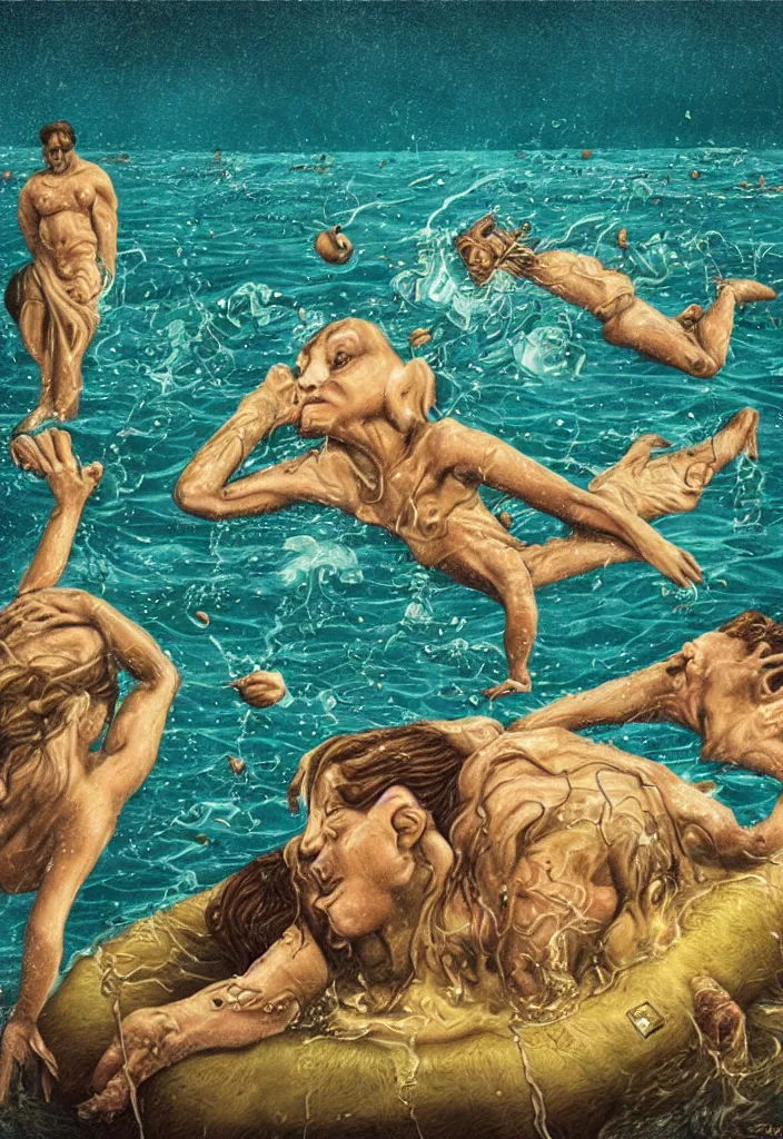 Image similar to highly detailed surrealist art about drowning slowly