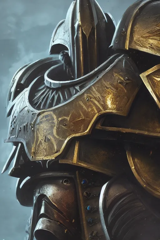 Image similar to armor portrait heros warhammer 4 0 k horus heresy fanart - the primarchs emperor by johannes helgeson animated with vfx concept artist & illustrator global illumination ray tracing hdr fanart arstation zbrush central hardmesh 8 k octane renderer comics stylized