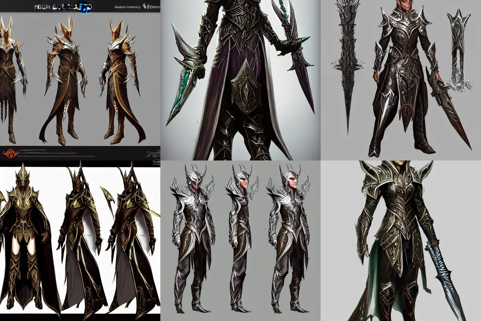 Prompt: highly detailed concept art of High Elfin full Elven armor with Elven Sword, by Blizzard, Elder Scrolls, WETA, LOTR, trending on artstation,