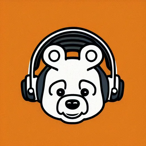 Image similar to podcast vector logo of cute cuddly bear listening to music, podcast, microphone, melodic, dreamy, isometric, adorable, octane render, golden ratio, 4k UHD, iconic design