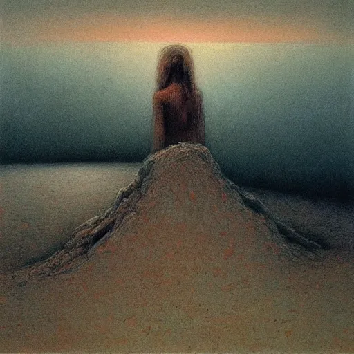 Prompt: beksinski with pastel colour