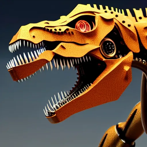 Image similar to Cyborg T-rex in a lab, extended robotic arms, photorealistic, 4K, HD, 3D