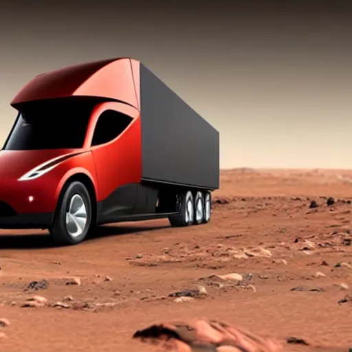 Image similar to A tesla Cybertruck on the surface of Mars, hyper realistic