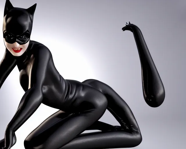 Image similar to Catwoman Playboy Centerfold, Full Figure, 8K, octane render, HDR, photorealistic, volumetric lighting, Hyperrealistic-H 960