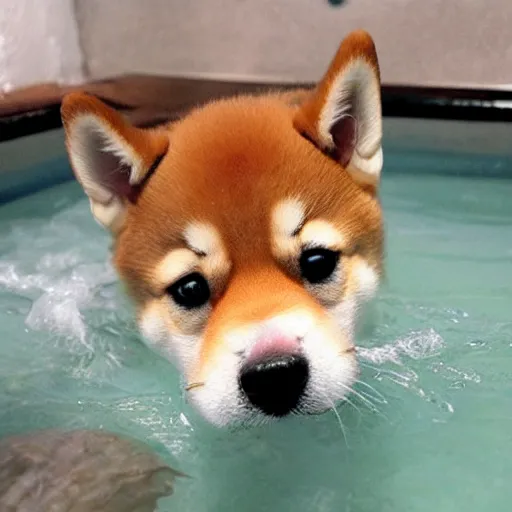 Image similar to Shiba inu puppy takes a bath