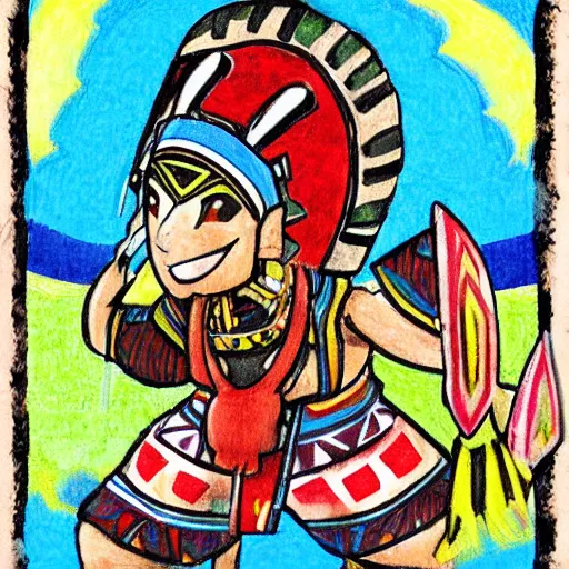 Prompt: an inca themed pokemon by ken sugimori