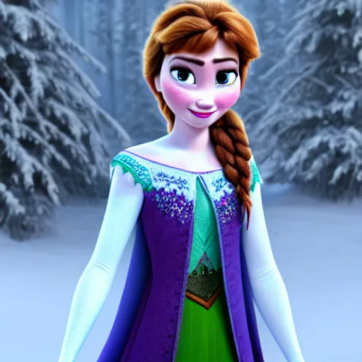 Prompt: anna from frozen as a real woman, ultra realistic, 8 k, highly detailed