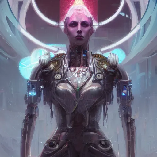 Image similar to portrait of a beautiful cybernetic mage, cyberpunk concept art by pete mohrbacher and seb mckinnon and beksinski and josan gonzales, digital art, highly detailed, intricate, sci-fi, sharp focus, Trending on Artstation HQ, deviantart, unreal engine 5, 4K UHD image